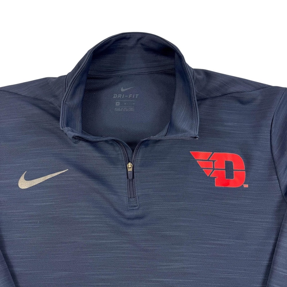 Dayton Flyers Shirt Mens Medium Blue NCAA Basketball Nike Intensity 1/4 Zip Gym